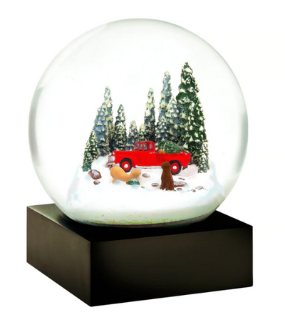 Red Truck with Dogs Snow Globe