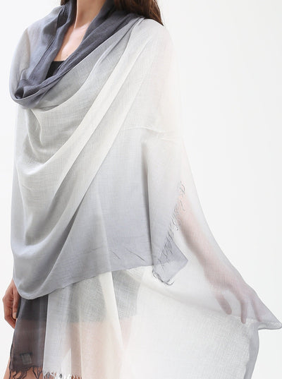 Ombre Dyed Tissue Fine Cashmere Scarf