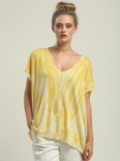 Hand Painted V neck Poncho Tee