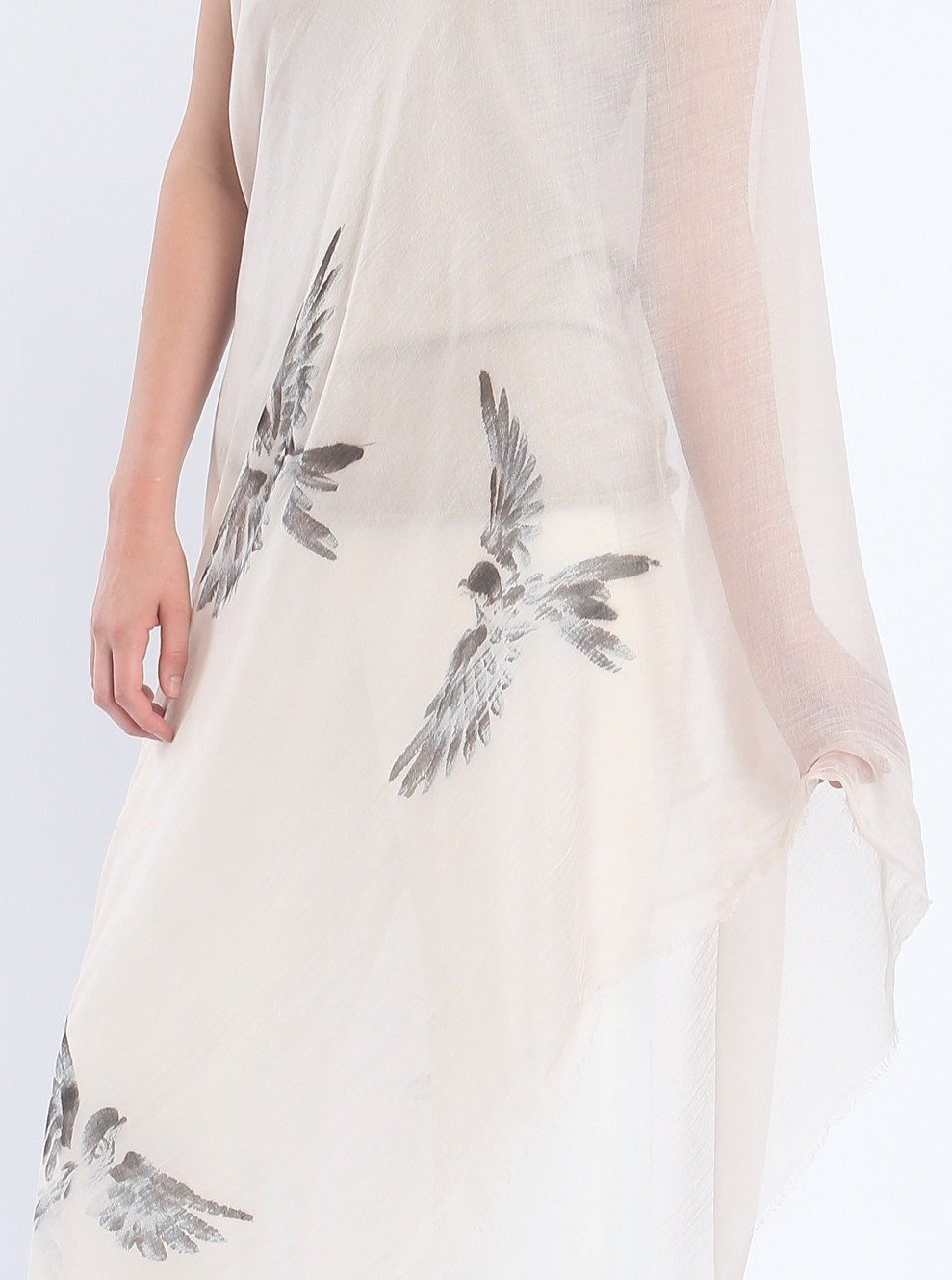 Hand Painted Tissue Fine Scarf---Birds