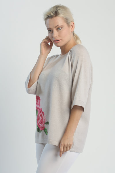 Rose Intarsia Pullover