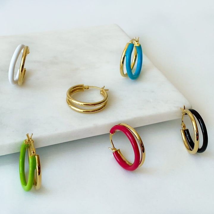 DOUBLE ENAMEL HOOPS ALL