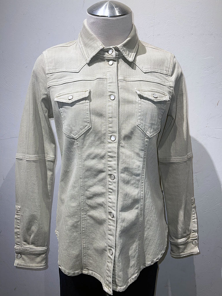 Famous4 Private Label Fitted Jean/Shirt Jacket Clorofilla