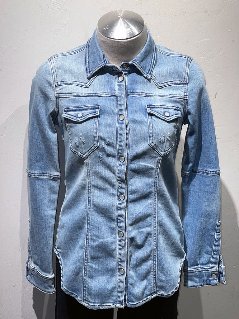 Famous4 Private Label Fitted Jean/Shirt Jacket Light Blue