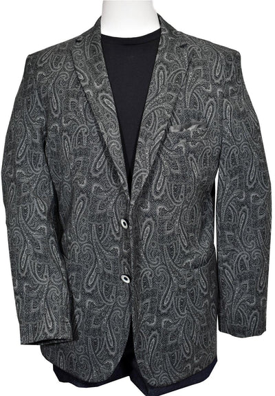 Combine a cool trend look with a performance fabric and you are ready to jet set. This jacket can be folded into a small bag that doubles as the pocket square. Open it up and throw it on, no ironing needed. Soft microfiber fabric, quarter lined and modern fit with a little stretch.  Visconti Grey Paisley Traveler Coat  Soft microfiber fabric resists wrinkling. Fold it, crumple it, shove it in your bag, always ready to go. Grey with fashion paisley styling. Quarter lined. Modern Fit