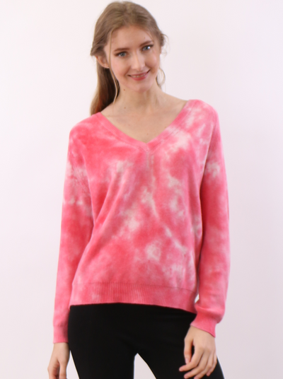 Hand Dyed V neck Sweater in Cotton