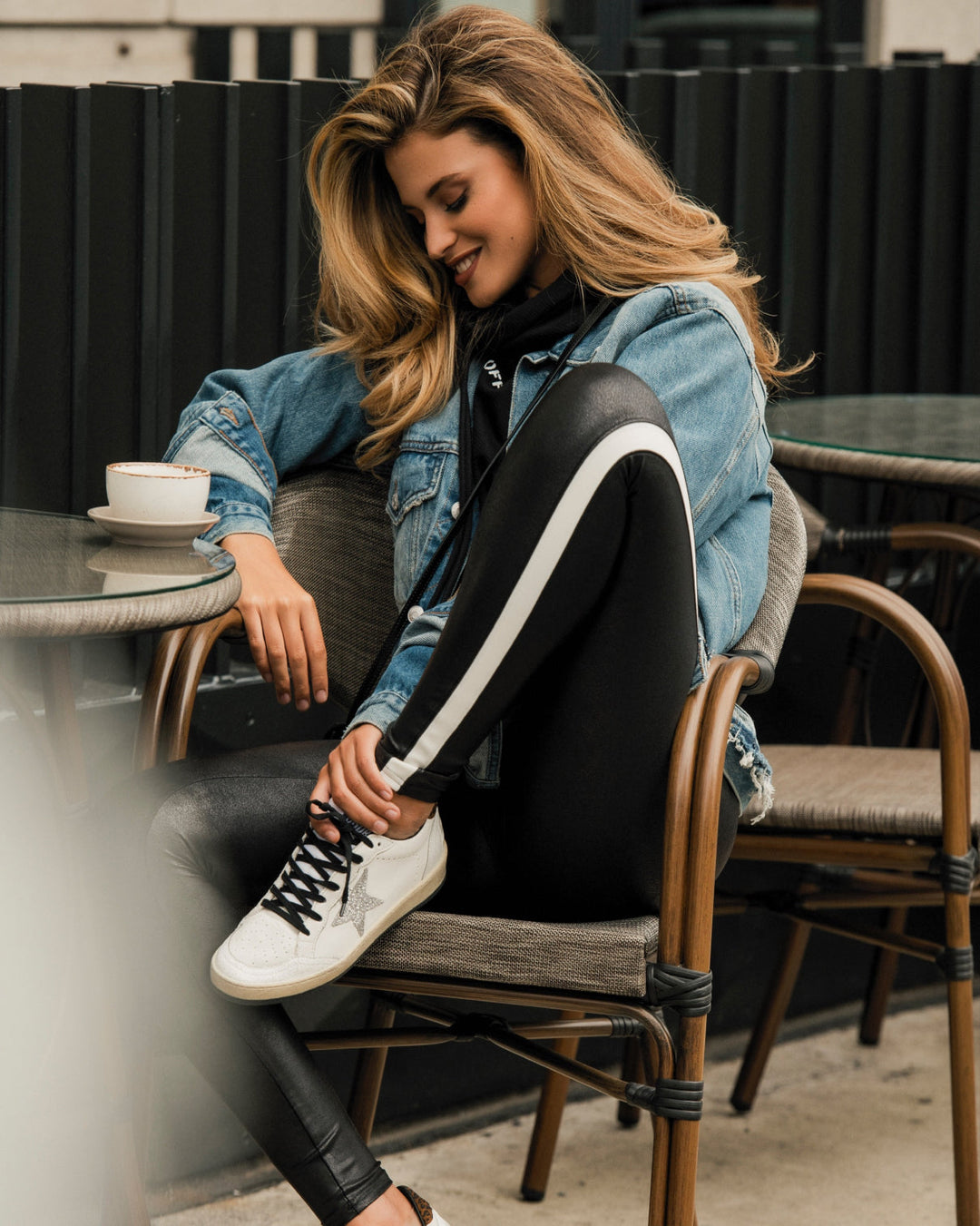 Faux Leather Side Stripe Leggings