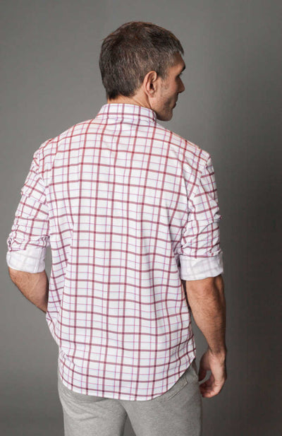 NEW! Carnaby Long Sleeve Printed Plaid Shirt, back | Buki