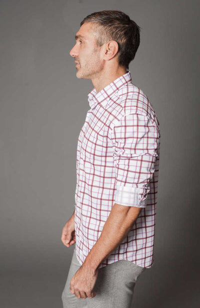 NEW! Carnaby Long Sleeve Printed Plaid Shirt, side | Buki