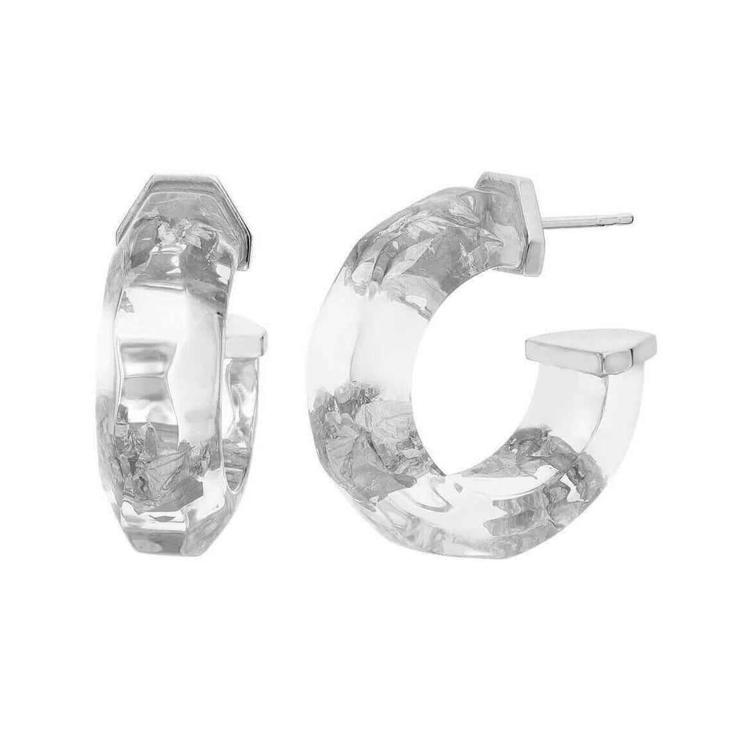 Clear Silver Leaf Hoops