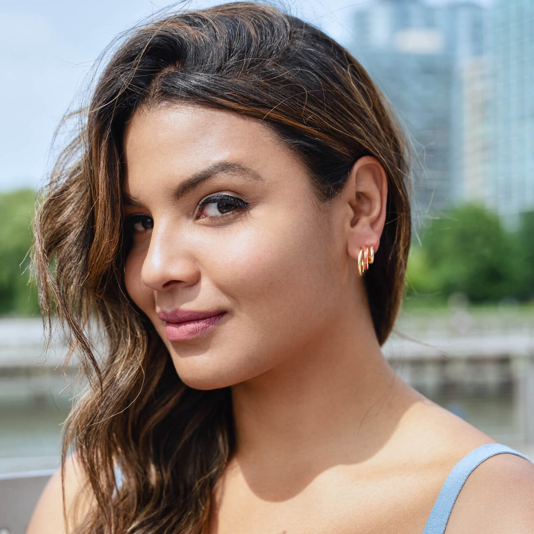 Triple Hoops in gold and enamel