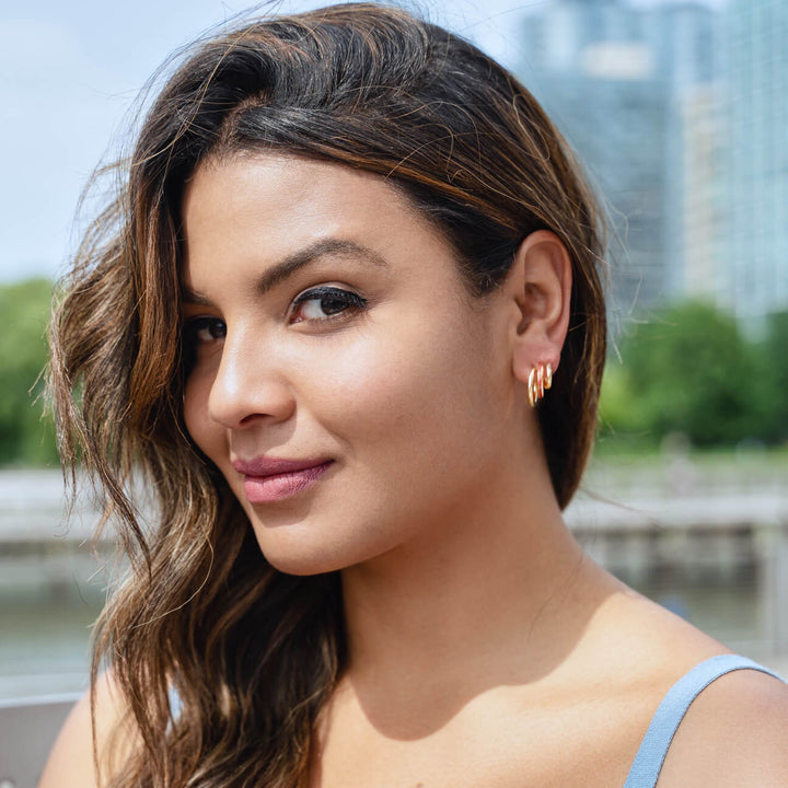 Triple Hoops in gold and enamel