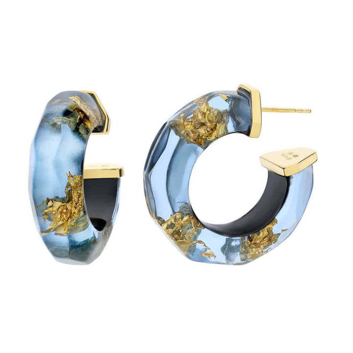 Gold Leaf Faceted Lucite Huggies (More Colors Available)