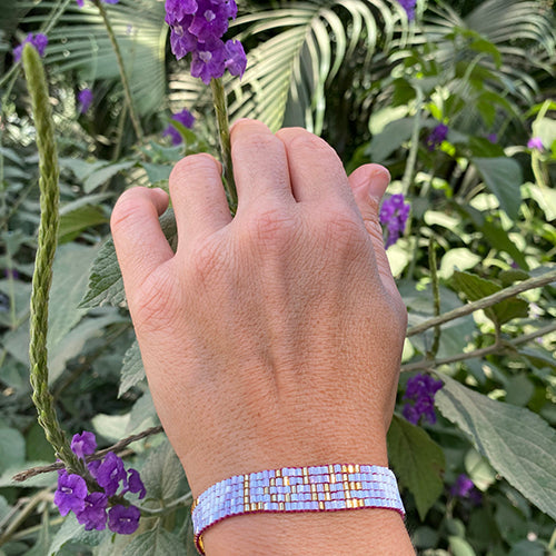 Seed Bead LOVE with Hearts Bracelet - Lavender
