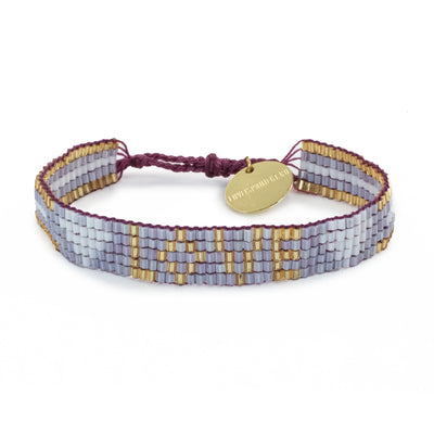 Seed Bead LOVE with Hearts Bracelet - Lavender