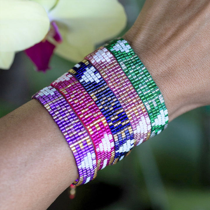 Seed Bead LOVE with Hearts Bracelet - Sapphire