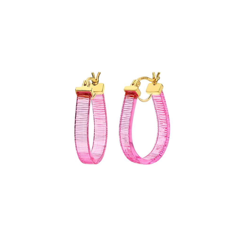 Mini Lucite Horseshoe Hoops - Pink