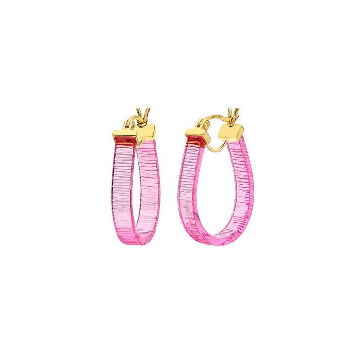 Mini Lucite Horseshoe Hoops - Pink