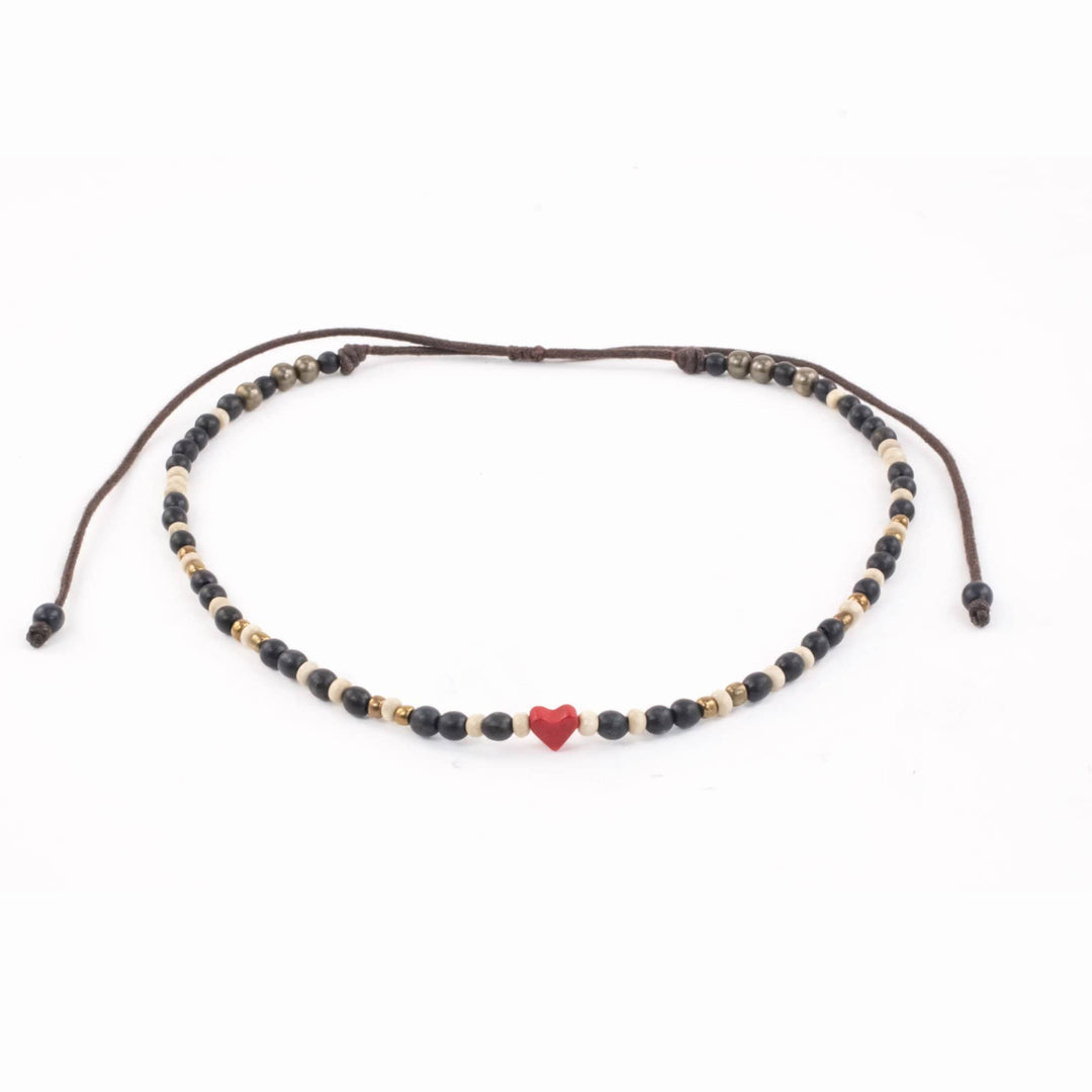 Tagua Heart Necklace - Red