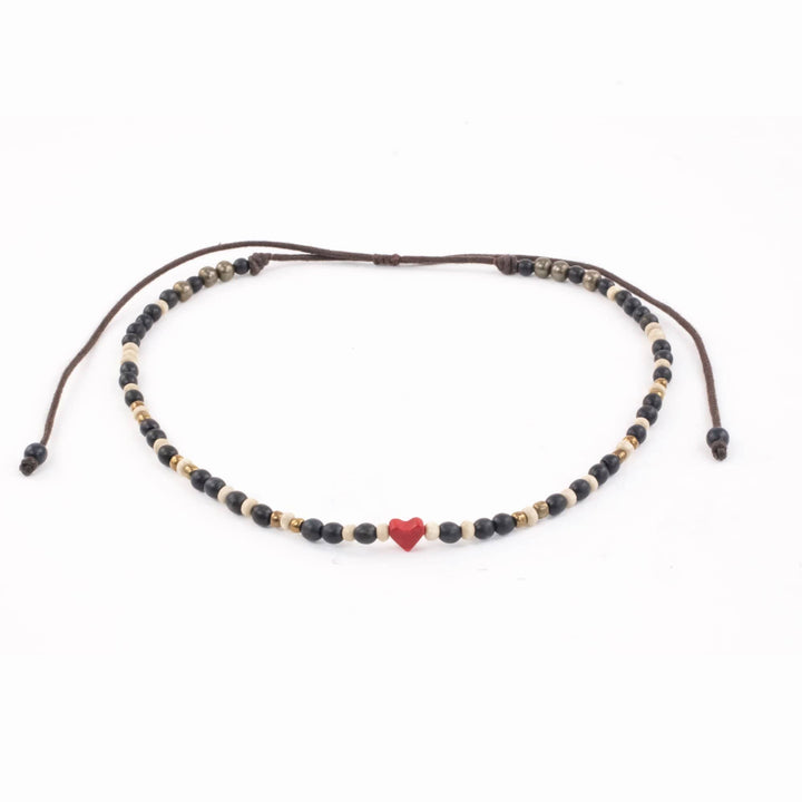 Tagua Heart Necklace - Red