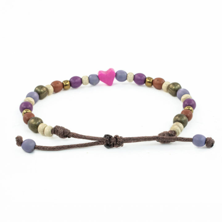 Tagua Heart Bracelet - Pink