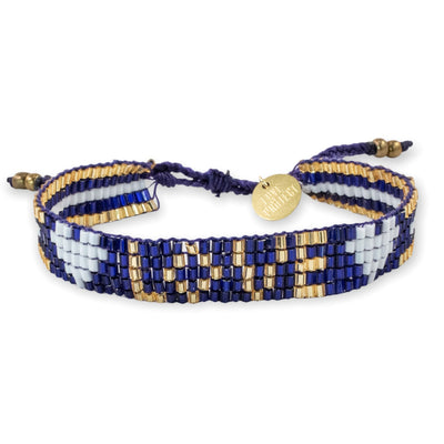 Seed Bead LOVE with Hearts Bracelet - Sapphire