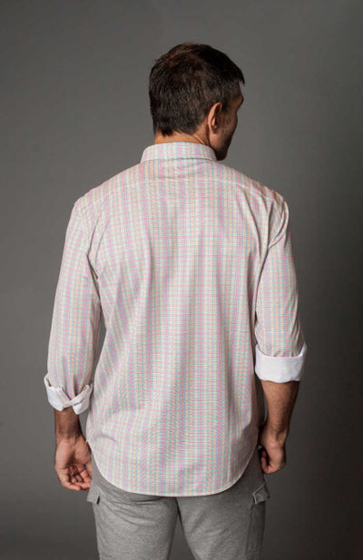 NEW! Spectrum Long Sleeve Printed Check Shirt, back | Buki