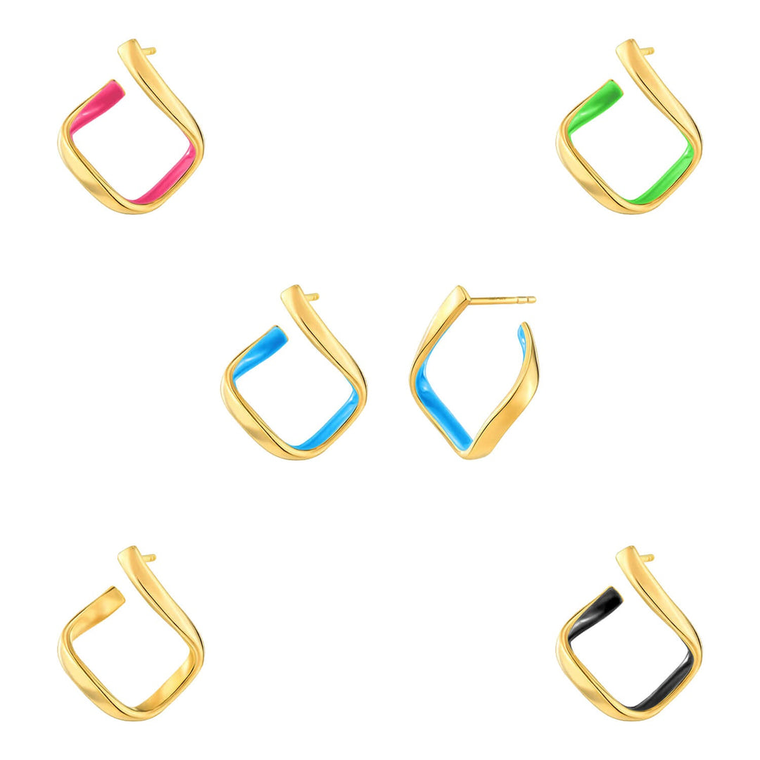 Twisted Hoop Earrings with Enamel