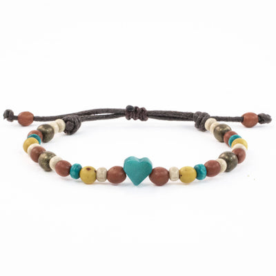 Tagua Heart Bracelet - Turquoise